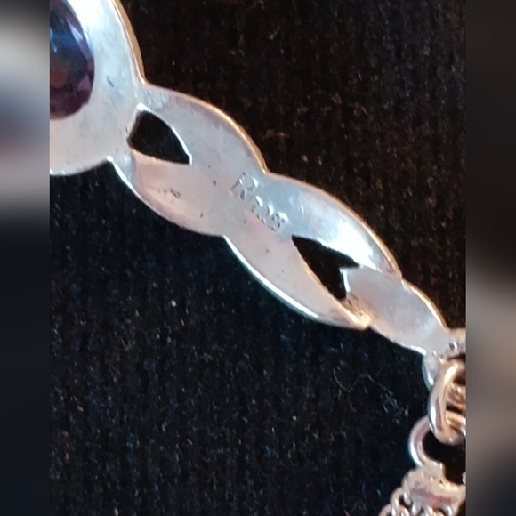 Sale! Vintage Romantic Amethyst Marcasite Sterling Necklace - Picture 5 of 6